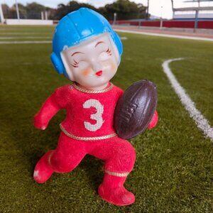 Vintage 60'S Kitschy Football Ornament Christmas Flocked Japan MCM Plastic 3.75"